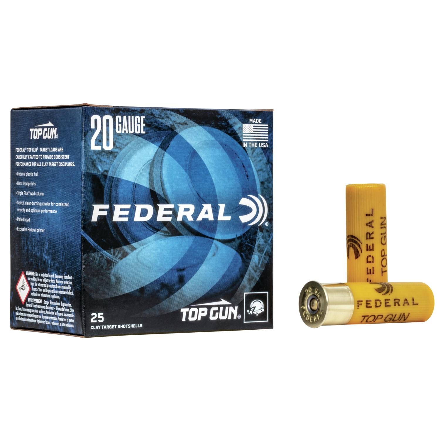 Federal Top Gun Shotshells 20 ga 2-3/4" 7/8 oz 1210 fps #8 25/ct