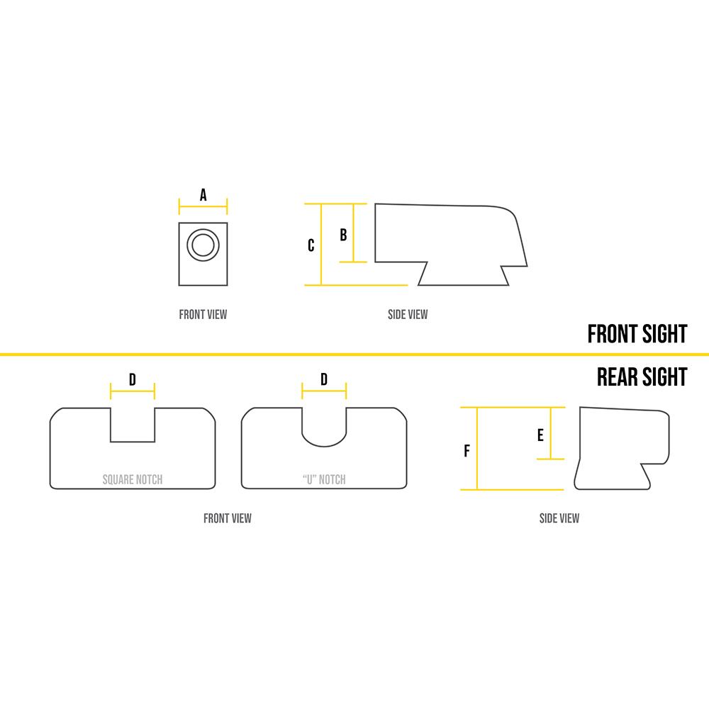 Ameriglo Optic Compatible Sight Set for Glock 43X/48 A-Cut Green with Black .240" Front Black Rear