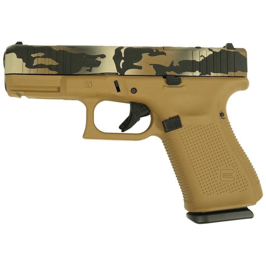 Glock V-Series Model 19 Optic Ready & Ported Handgun 9mm Luger 15rd Magazines (3) 4" Ported Barrel FDE Multi-Cam Cerakote Austria