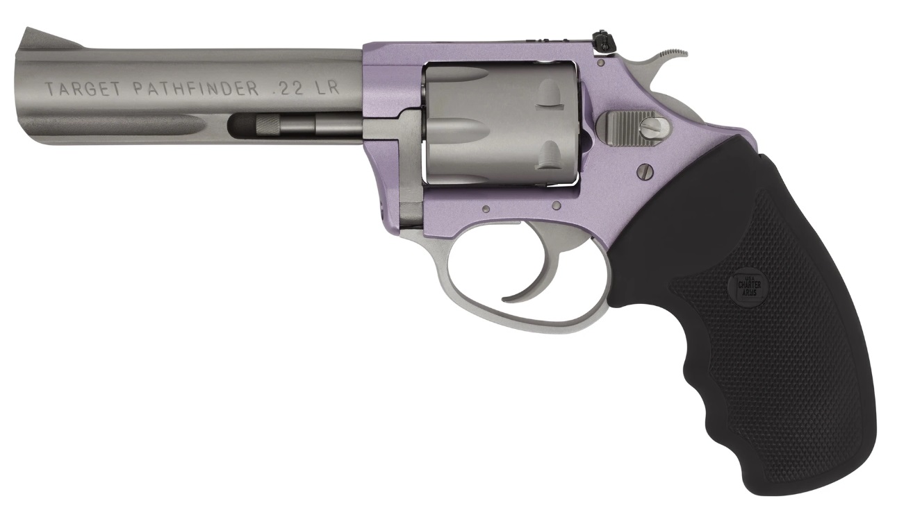 Charter Arms Target Pathfinder .22 LR 6rd Capacity 4.2" Barrel Lavender with Full Black Grip