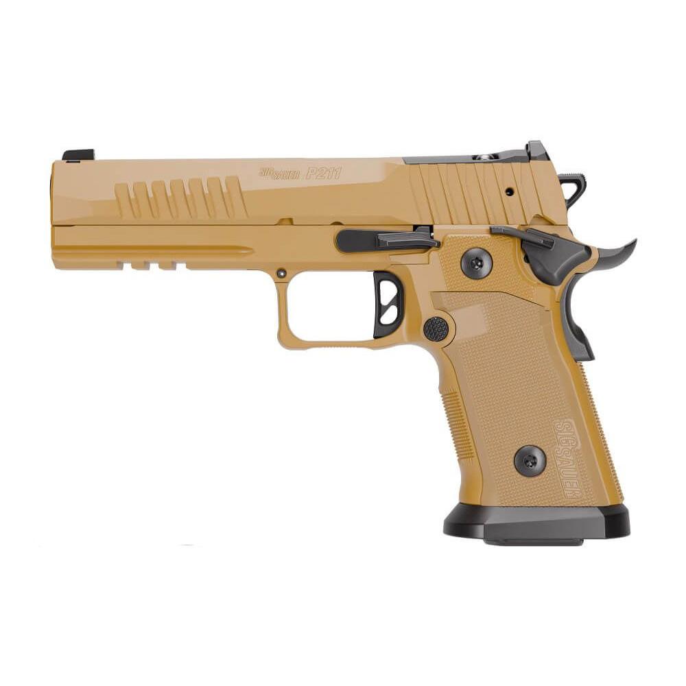 Sig Sauer P211-GT5 SAO Handgun 9mm Luger 21(2) &17(1)rd Magazines 5" Barrel Coyote Tan Night Sights Optic Ready
