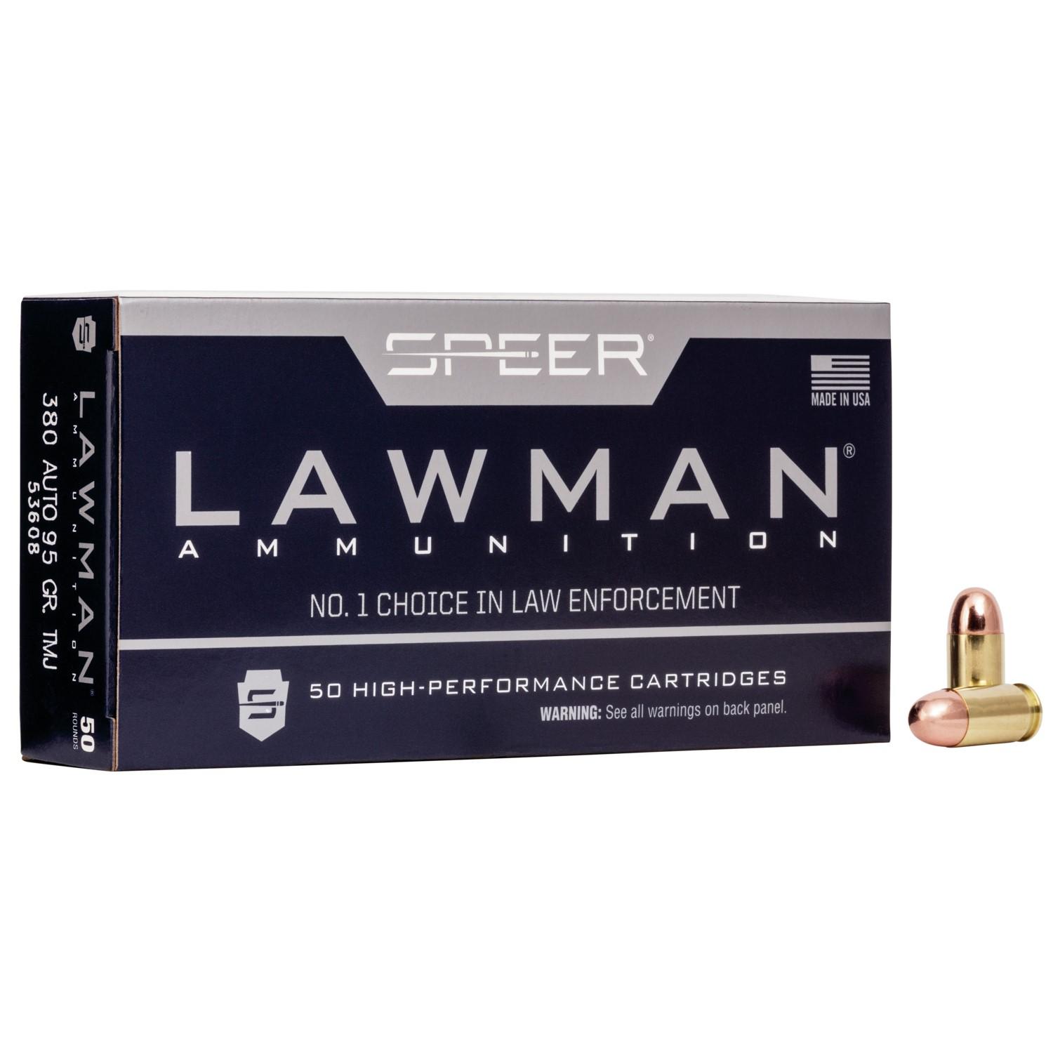 Cci Speer Lawman Handgun Ammunition .380 Auto 95 gr. TMJ 950 fps 50/ct