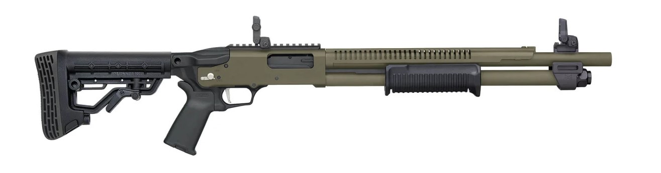 Mossberg 590R ODG Cerakote Shotgun 12ga 3" Chamber 6rd Capacity 18.5" Barrel MBUS 3 Sights