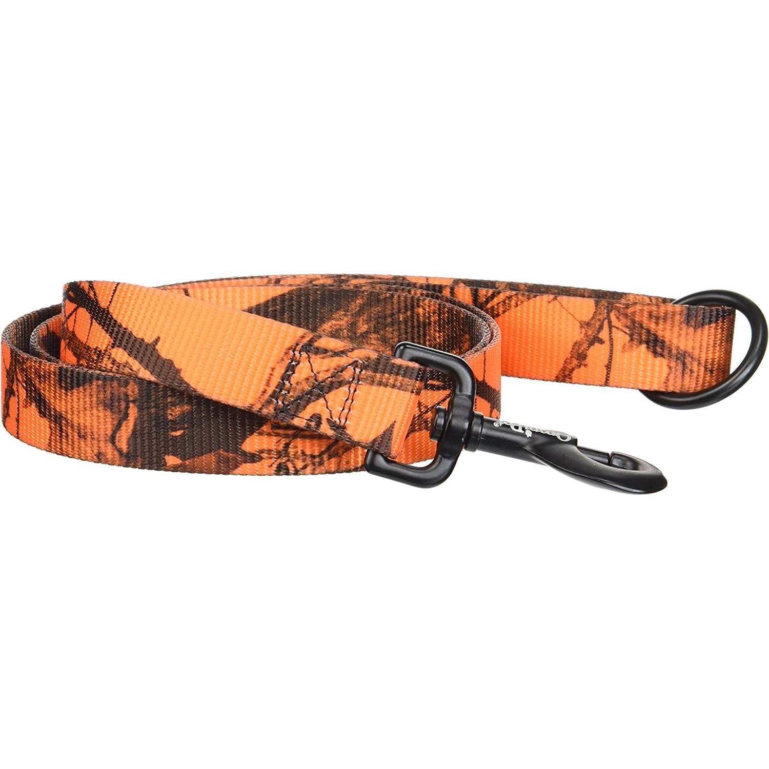 Leather Brothers Inc. DBA Omnipet Omnipet Nylon Dog Lead 1" x 4ft Mossy Oak Blaze Orange Camo