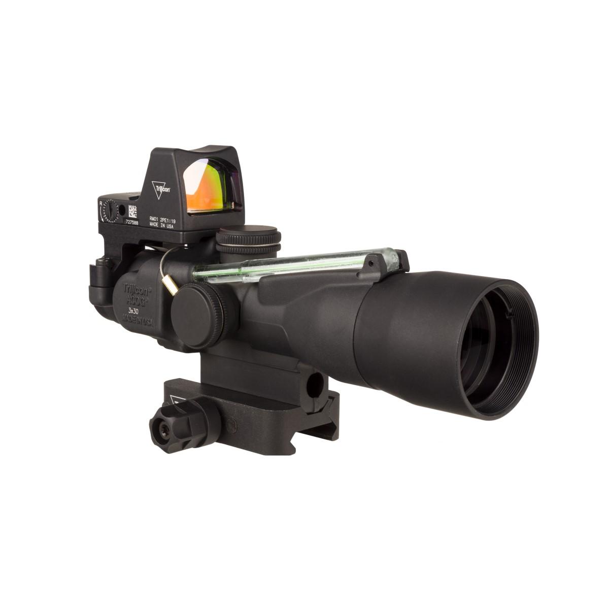 TrijiconInc. Trijicon Compact ACOG 3x30 Rifle Scope Green Horseshoe/Dot 5.56x45mm/62gr. Red Dot Combo Illuminated Black