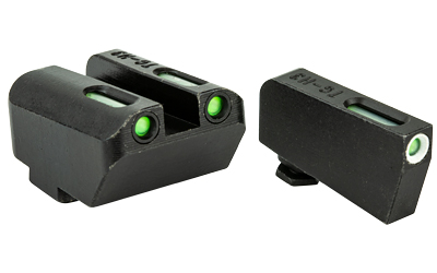 Truglo TFX Tritium/Fiber-Optic Day/Night Sight Set (Suppressor Height) fits Glock 20 21 25 28 29 30 31 32 37 40 and 41 - White Outline Front