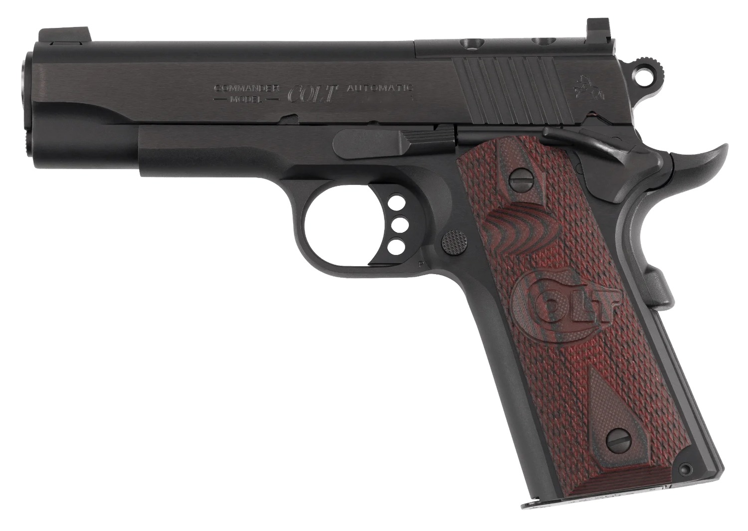Colt Optic Ready Combat Commander Handgun 9mm Luger 9rd Magazine 4.25" Black with G10 Black Cherry Grips