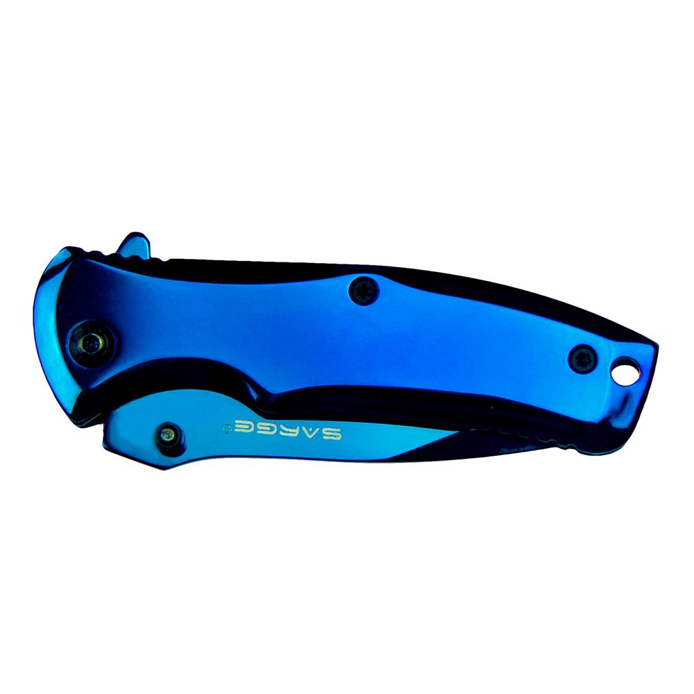 Sarge Knives Phase Folding Knife 2-1/2" Drop Point Blade Blue Tin