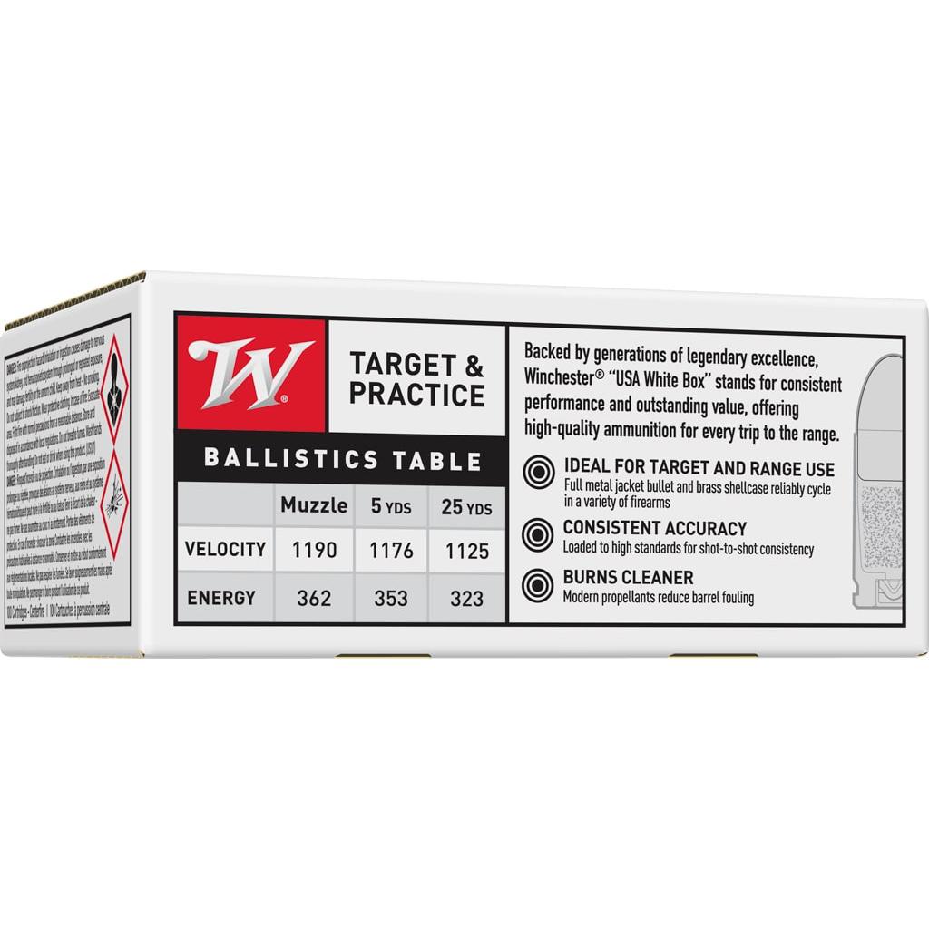 Winchester Target Handgun Ammunition 9mm Luger 115 gr. FMJ 1190 fps 100/ct