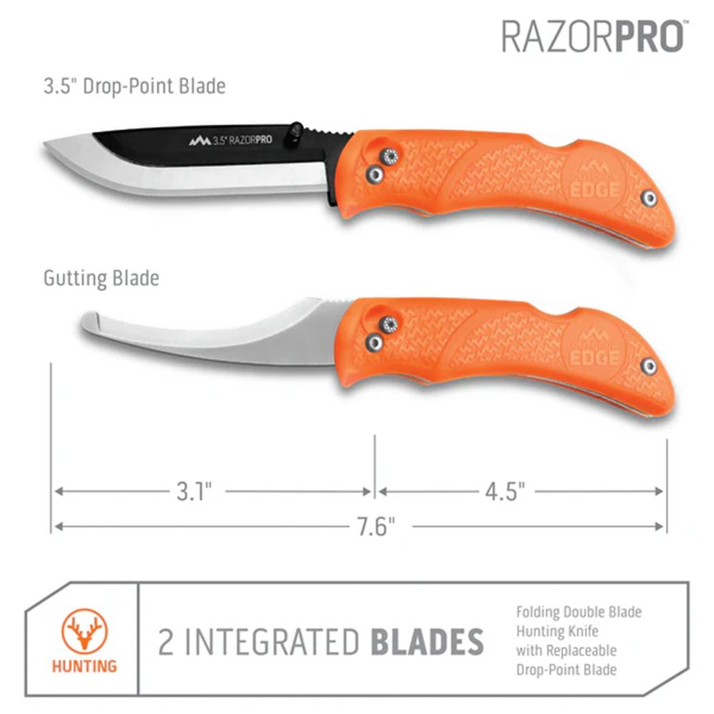 Outdoor Edge RazorPro G Replaceable Blade Folding Knife 3-1/2" Drop Point Blade Black
