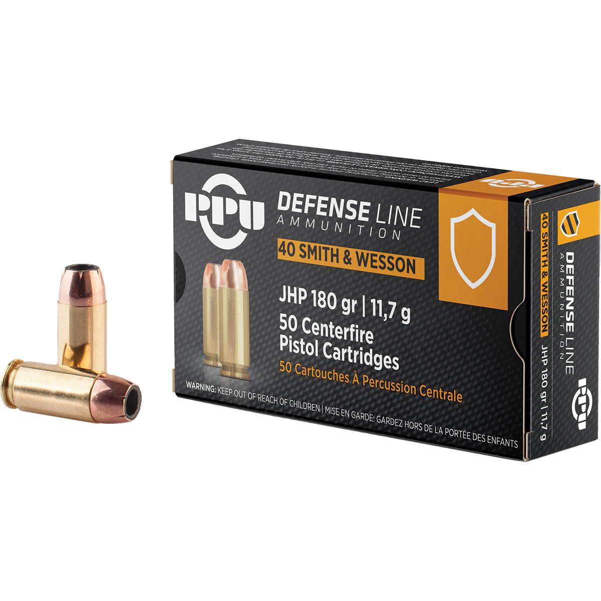 TRZ Trading Inc. PPU Handgun Ammunition .40 S&W Auto 180 gr JHP 967 fps 50/ct