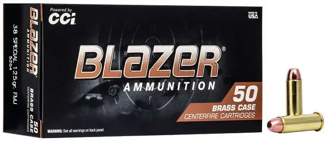 CCI Blazer Brass Handgun Ammunition .38 Spl 125 gr FMJ 865 fps 50/ct