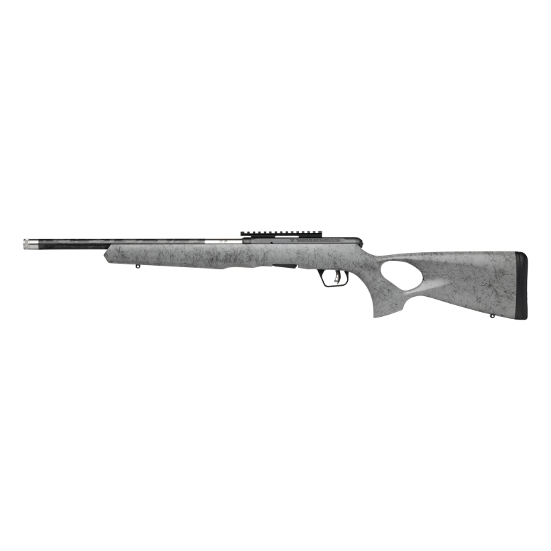 Savage Arms B22 Timberlite Thumbhole Rifle .22 LR 10rd Magazine 18" 1/2x28 Threaded Barrel Grey with Black Spiderweb