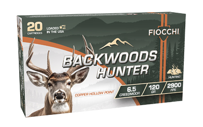 Fiocchi Backwoods Hunter Rifle Ammunition 6.5 Creedmoor 120gr HP 2900 fps 20/ct