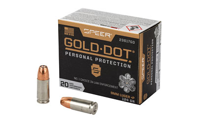 Speer SPR 9MM+P 124GR GOLD HP 20RD 10BX/CS