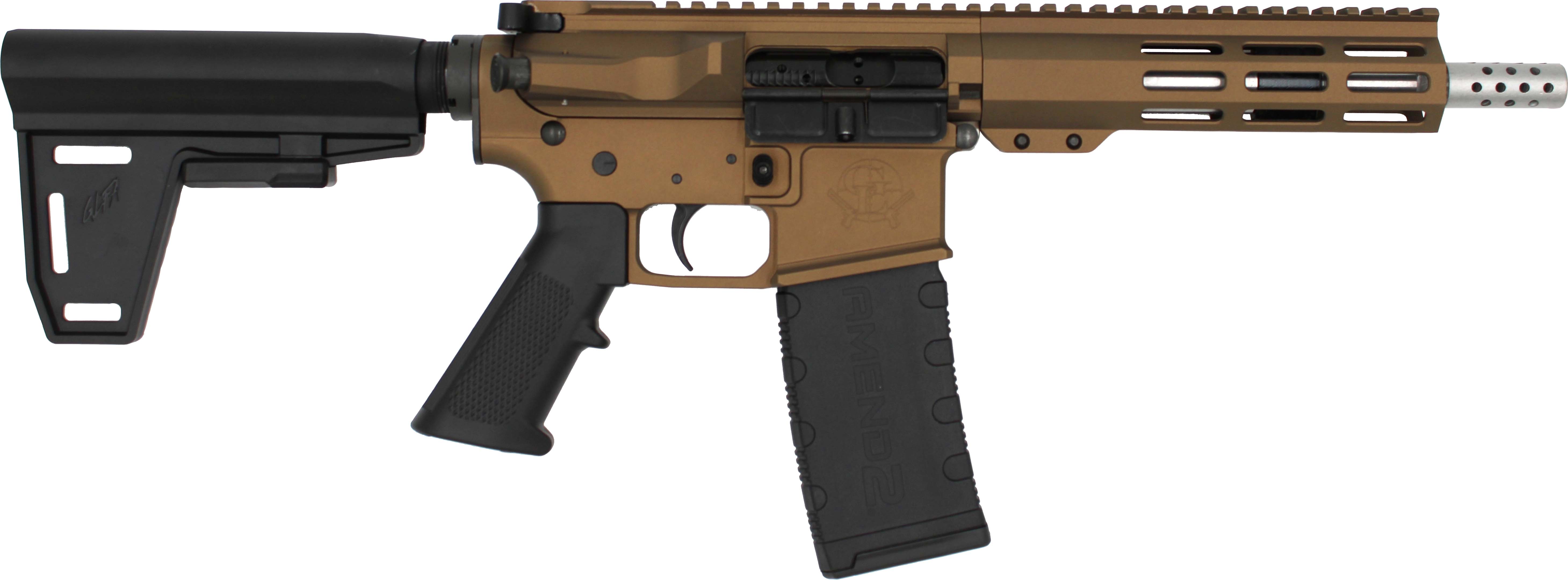 10 Ring GLFA 223 Wylde Braced Pistol .223 Wylde 30rd Magazine 7.5" Stainless Steel Barrel Bronze Finish