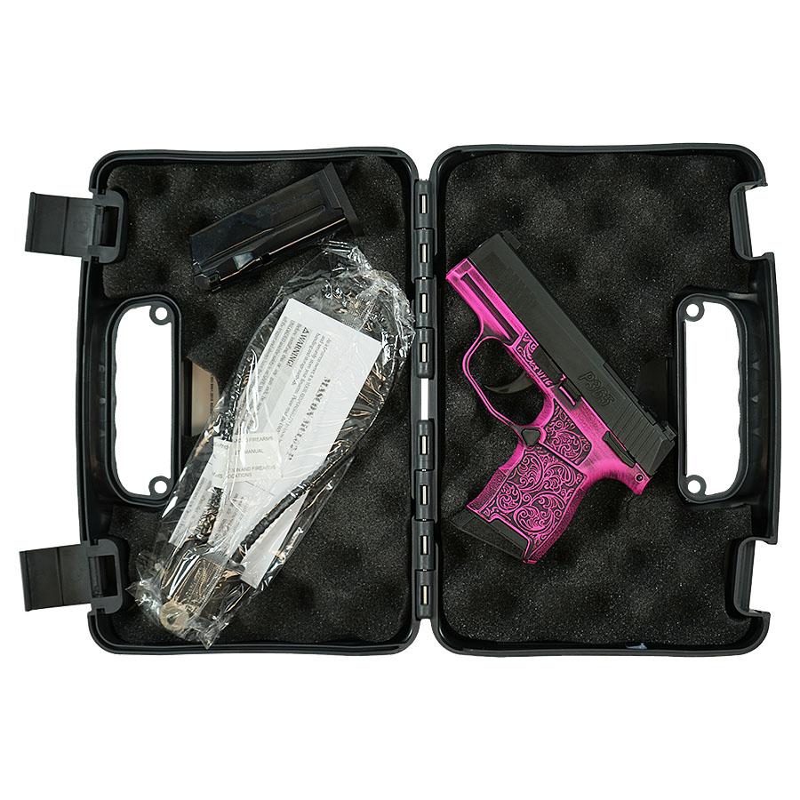 Sig Sauer P365 Exclusive "Pink Filigree" Handgun 9mm Luger 10rd Magazine(2) 3.1" Barrel Manual Safety X-RAY 3 Sights Optic Ready
