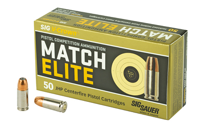Sig Sauer Elite V-Crown Competition Handgun Ammunition 9mm Luger 115 gr JPH 1000 fps 50/ct