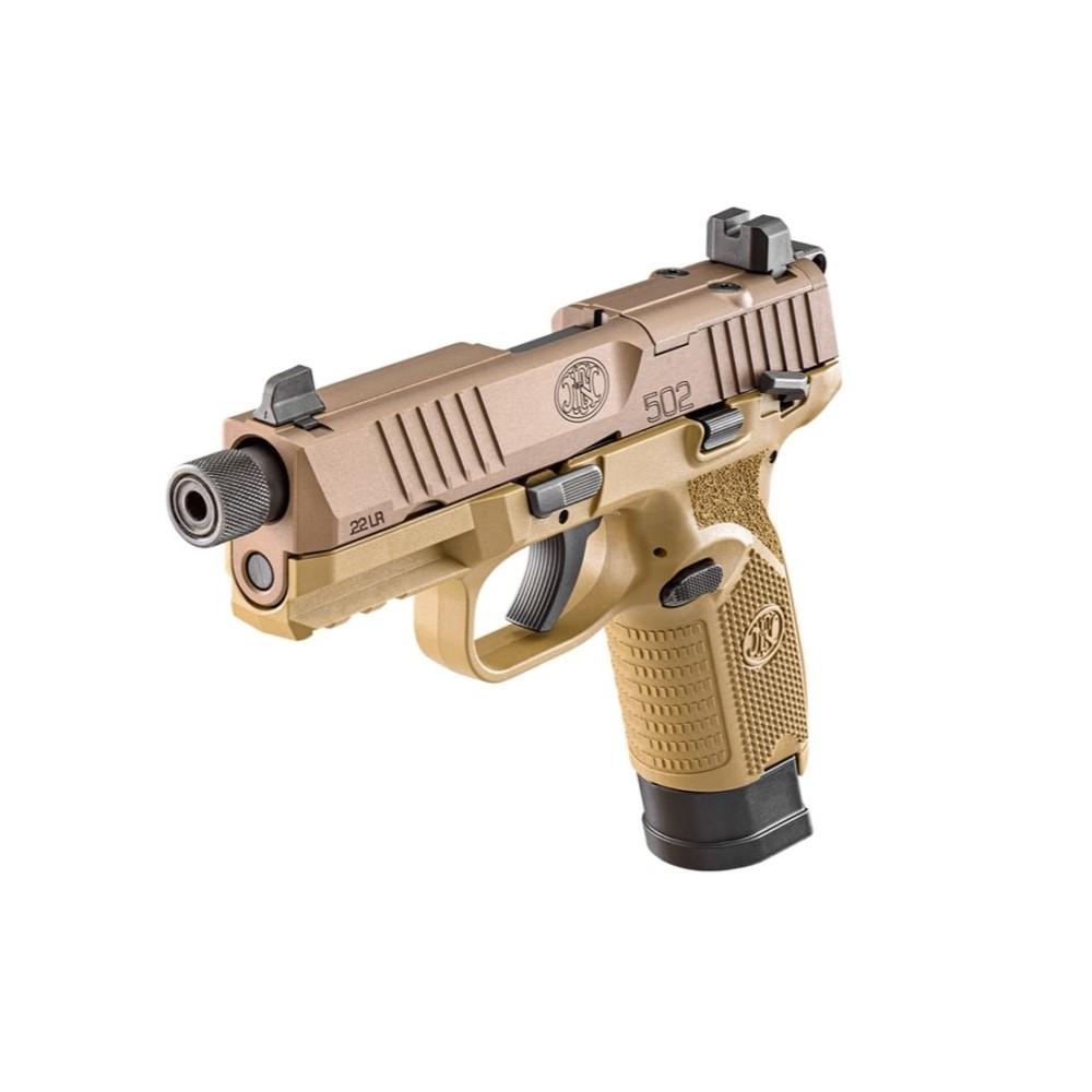 FN USA 502 Tactical Handgun .22 LR 10rd Magazines (2) 4.6" Threaded Barrel FDE