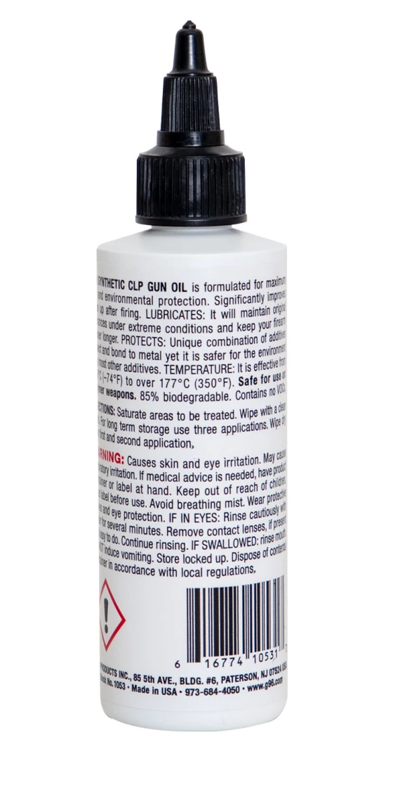 G96 Synthetic CLP Gun Oil 4 oz Bottle
