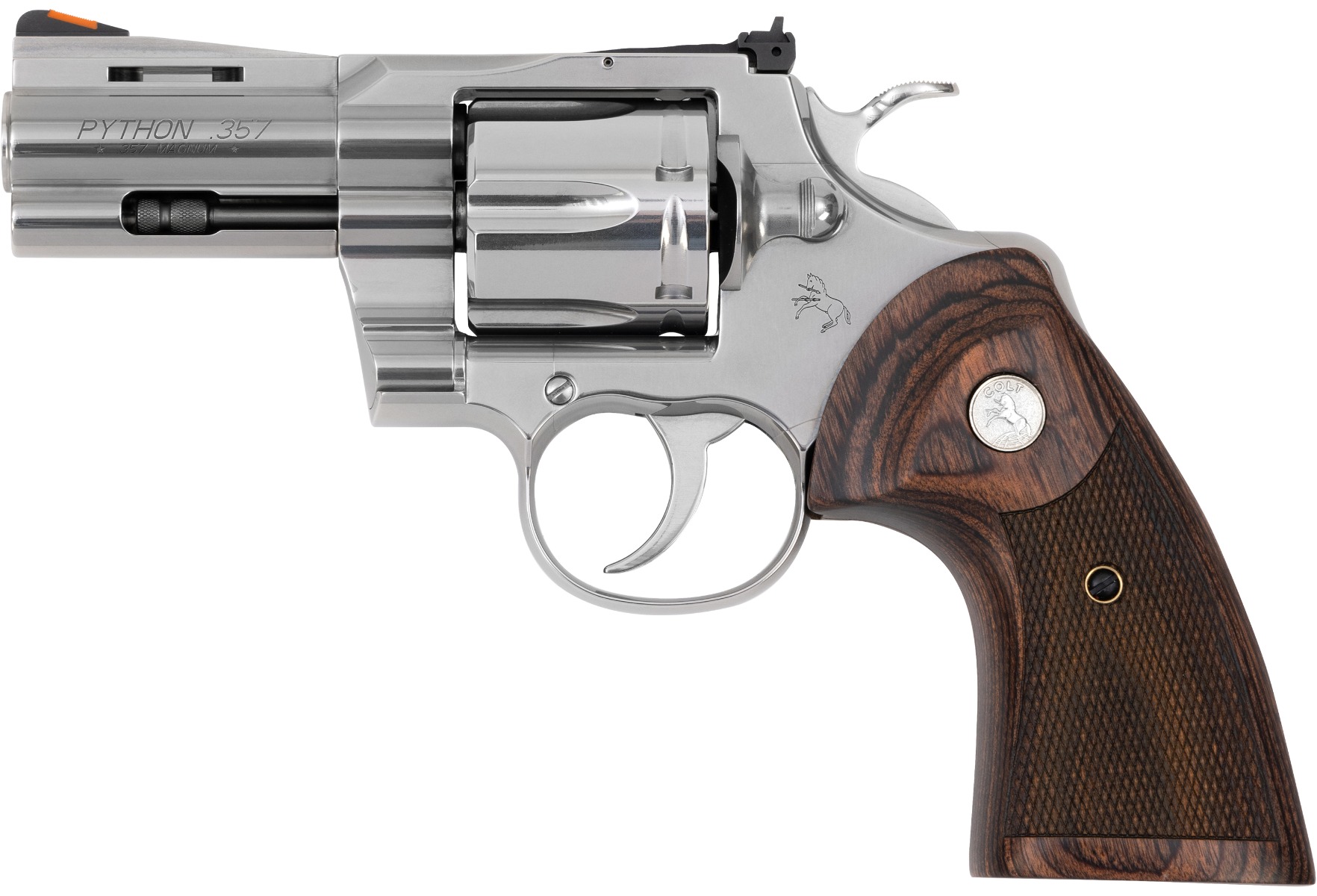 Colt Python Handgun .357 Mag 6rd Capacity 3" Barrel Stainless Finish Wood Grips