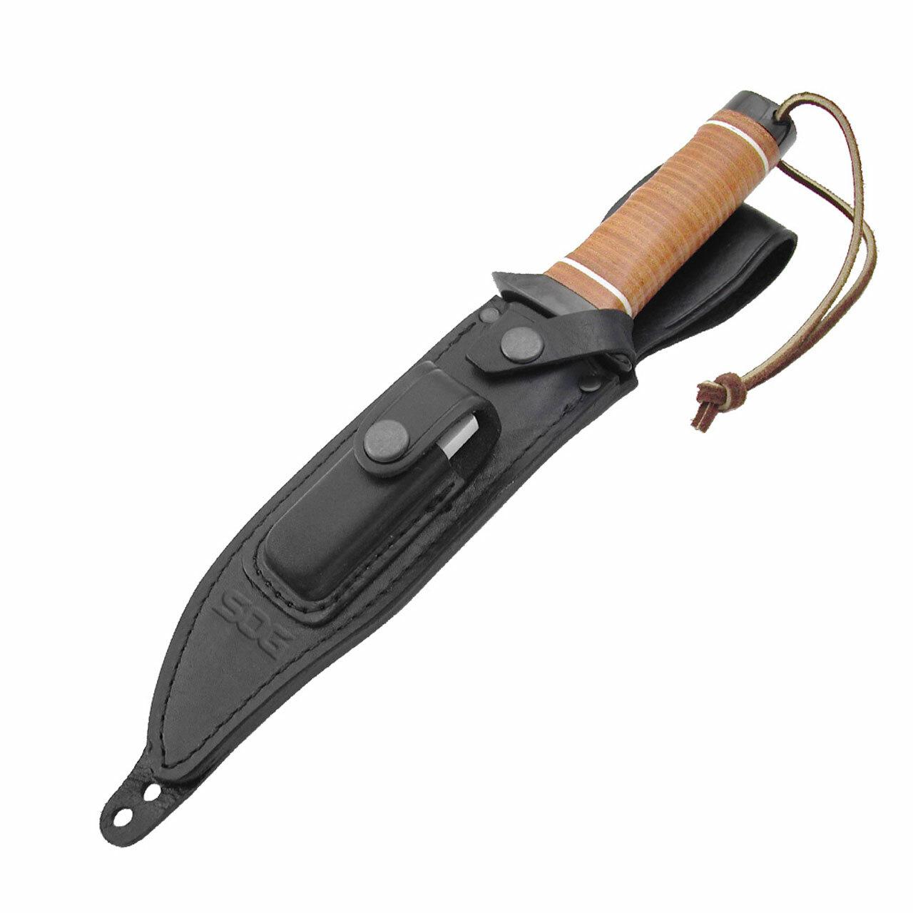 SOG Super SOG Bowie Knife 7.5" Blade Brown Leather