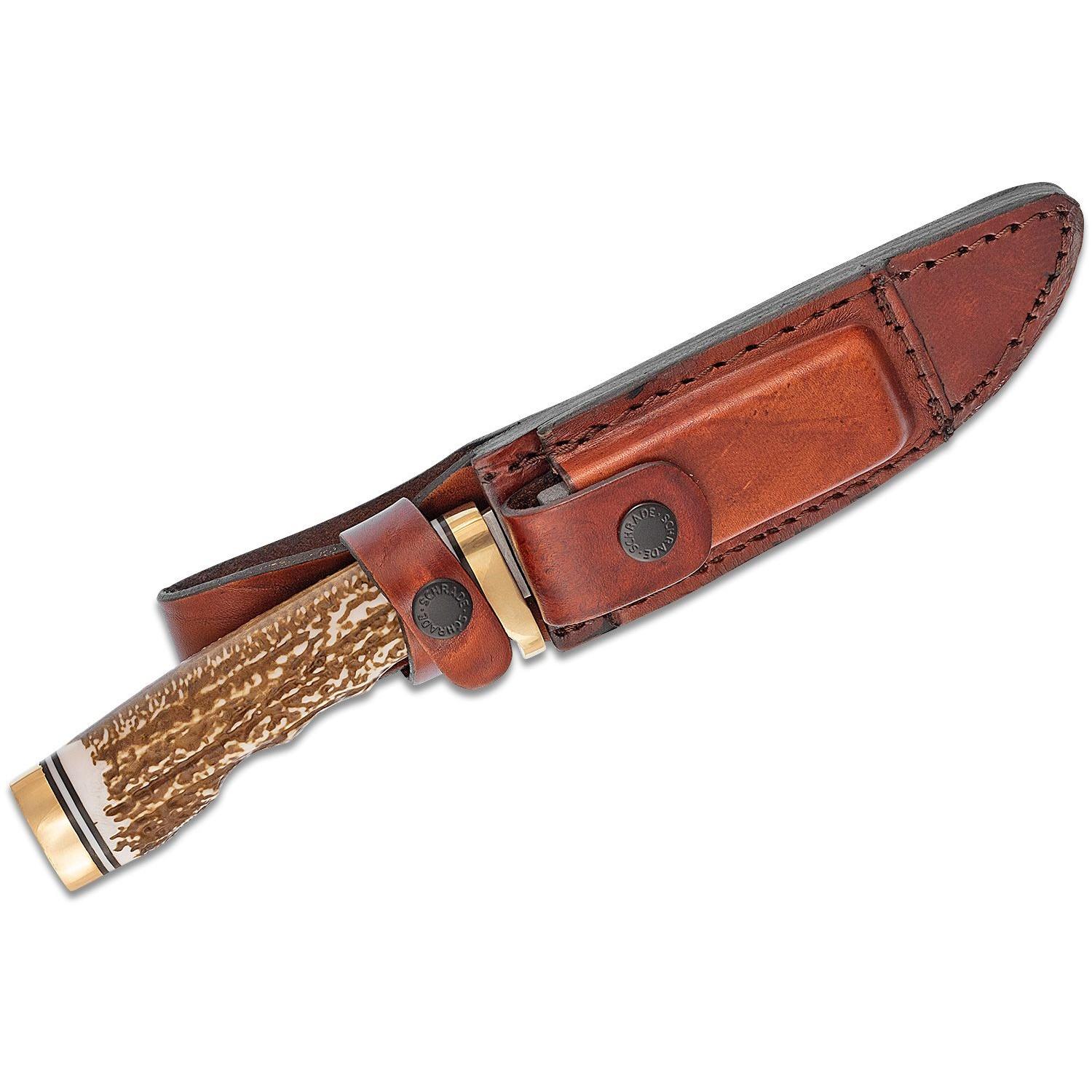Battenfeld Knives Schrade Uncle Henry Next Gen 153UH Fixed Knife 4-9/10" Trailing Point Blade Brown