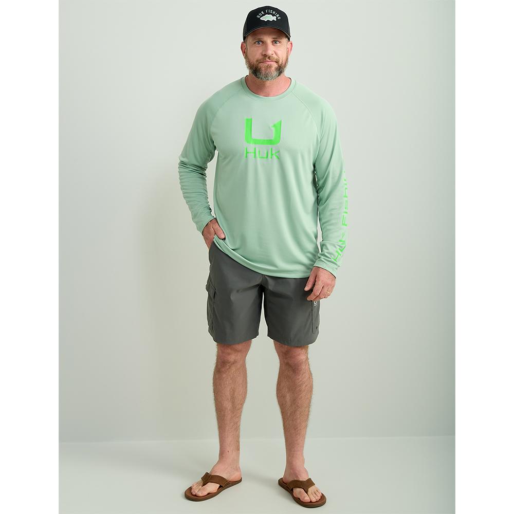 Huk Icon Crew Long Sleeve Shirt Fog Green S