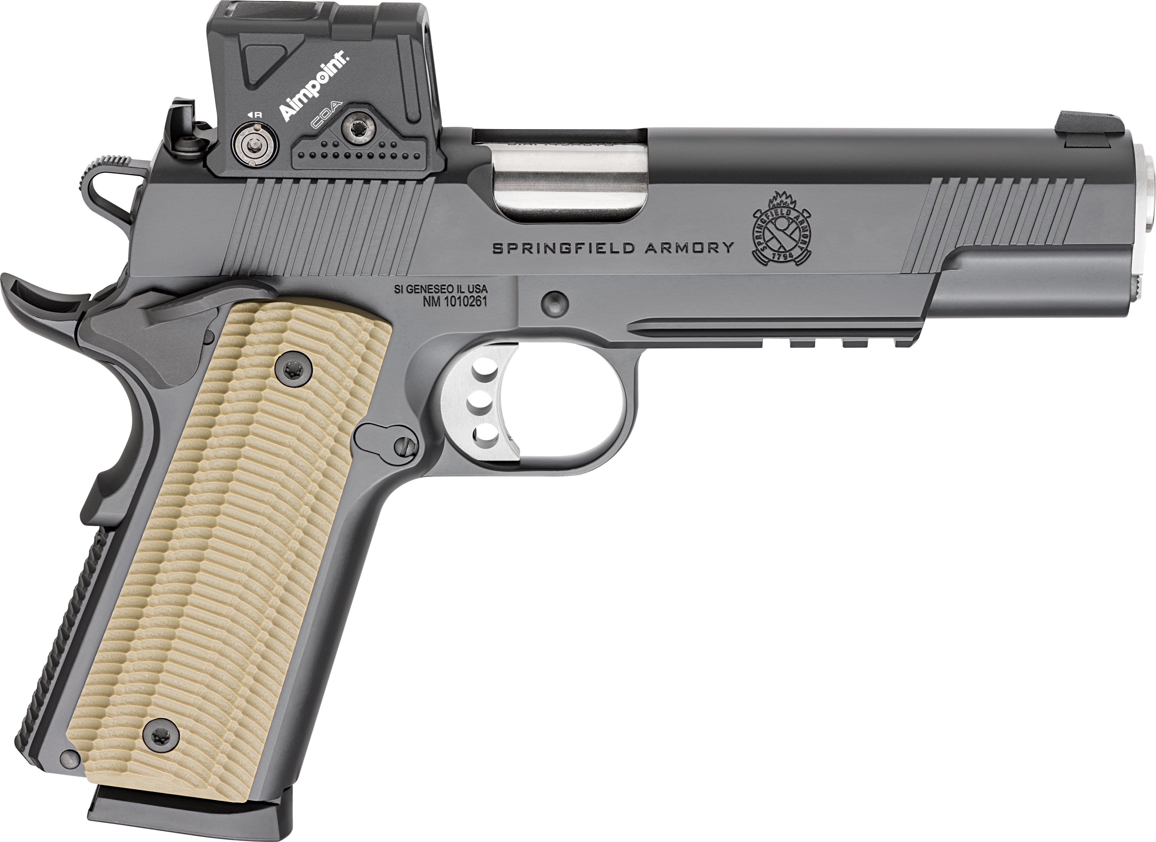 Springfield Armory 1911 Operator Handgun .45 ACP 8rd Magazines (2) 5" Barrel Black with Aimpoint COA Red Dot