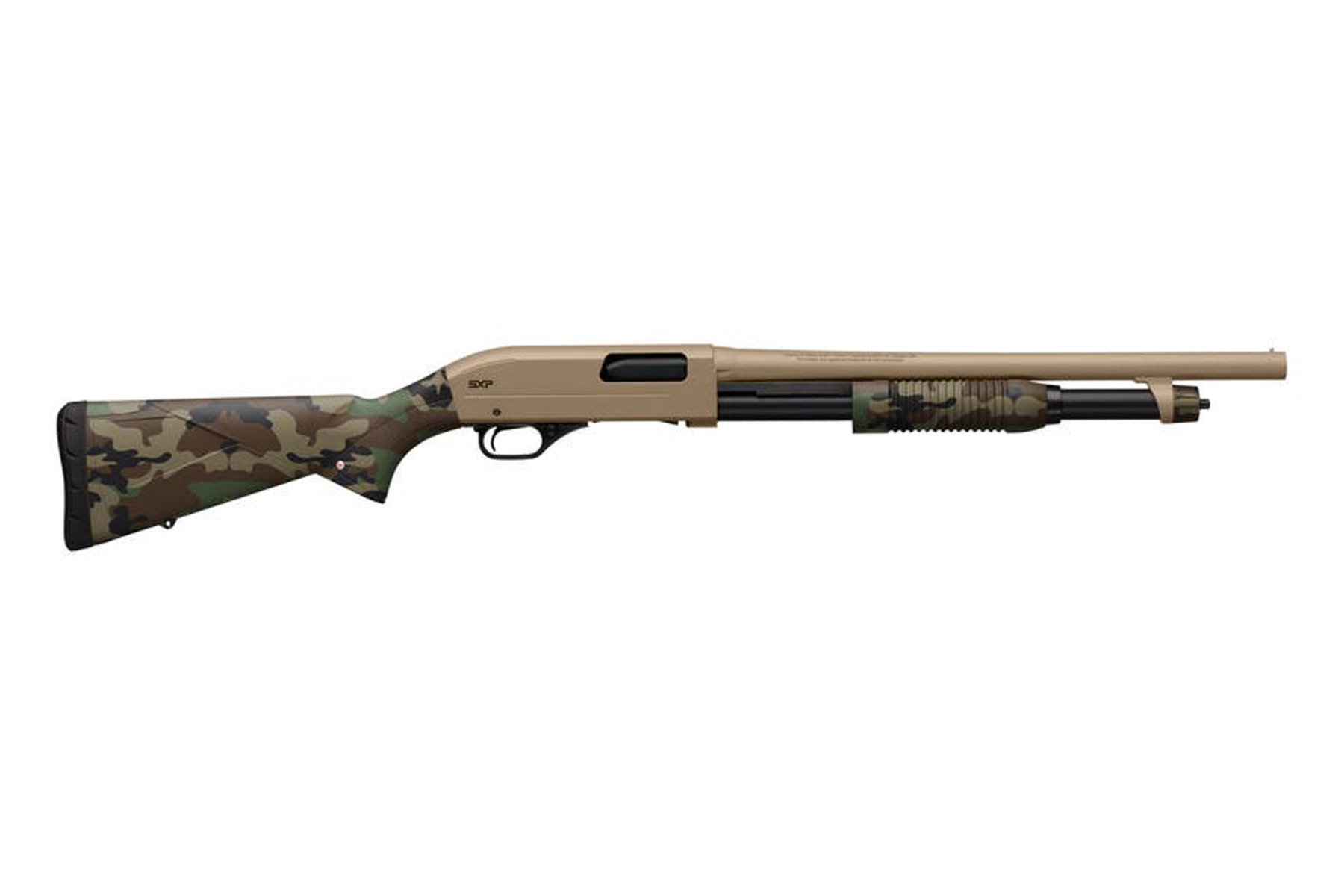 Winchester SXP Defender Shotgun 20 ga 3" Chamber 5rd Magazine 18" Barrel FDE Woodland Camo