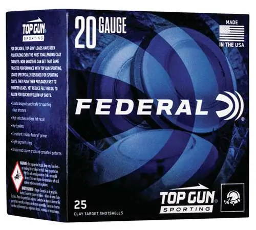 Federal Top Gun Sporting Shotshells 20 ga 2-3/4" 7/8 oz 1250 fps #8 25/ct
