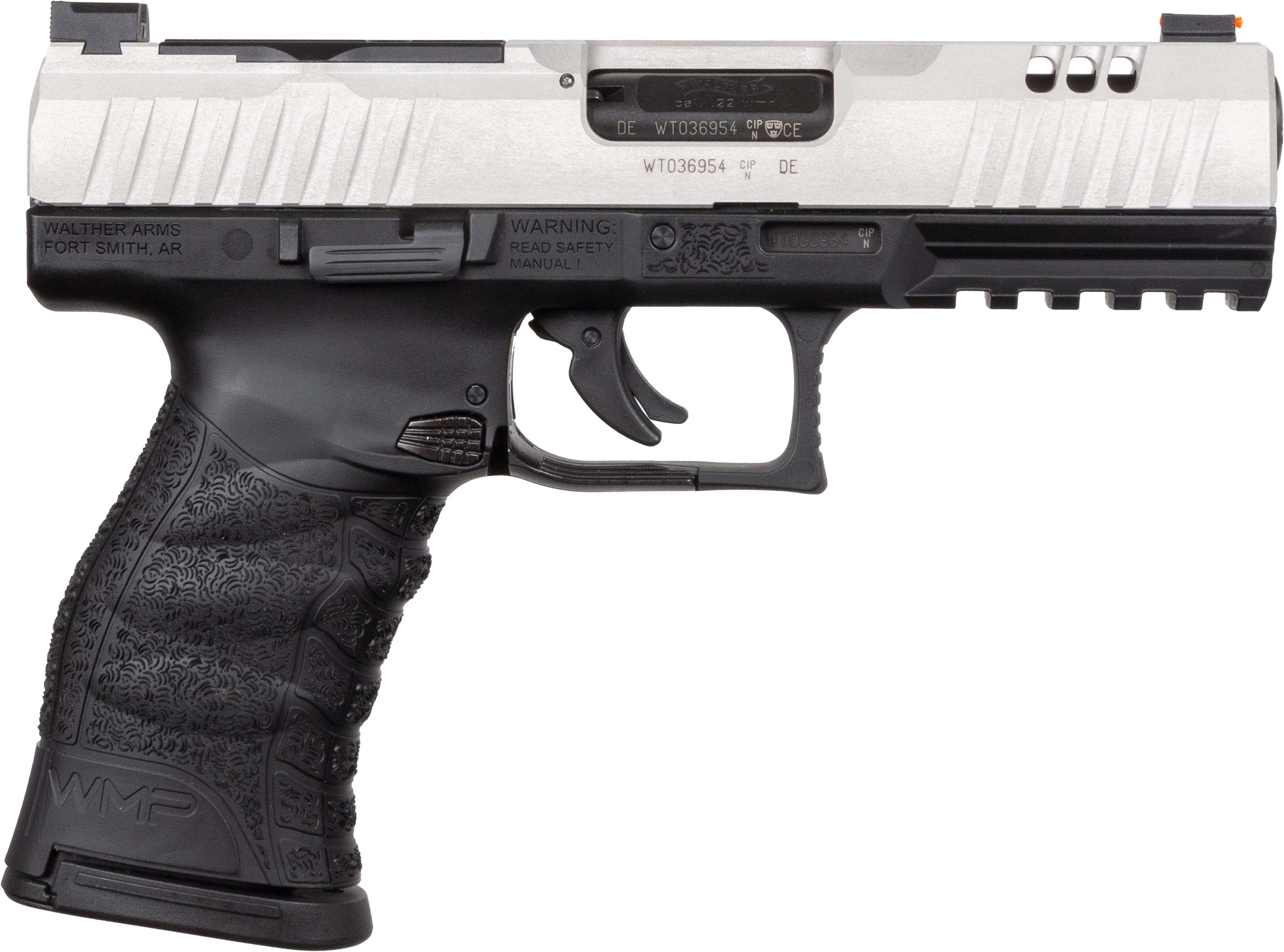 Walther WMP Handgun .22 WMR 15rd Magazine(2) 4.5" Barrel Silver Slide Black Grip