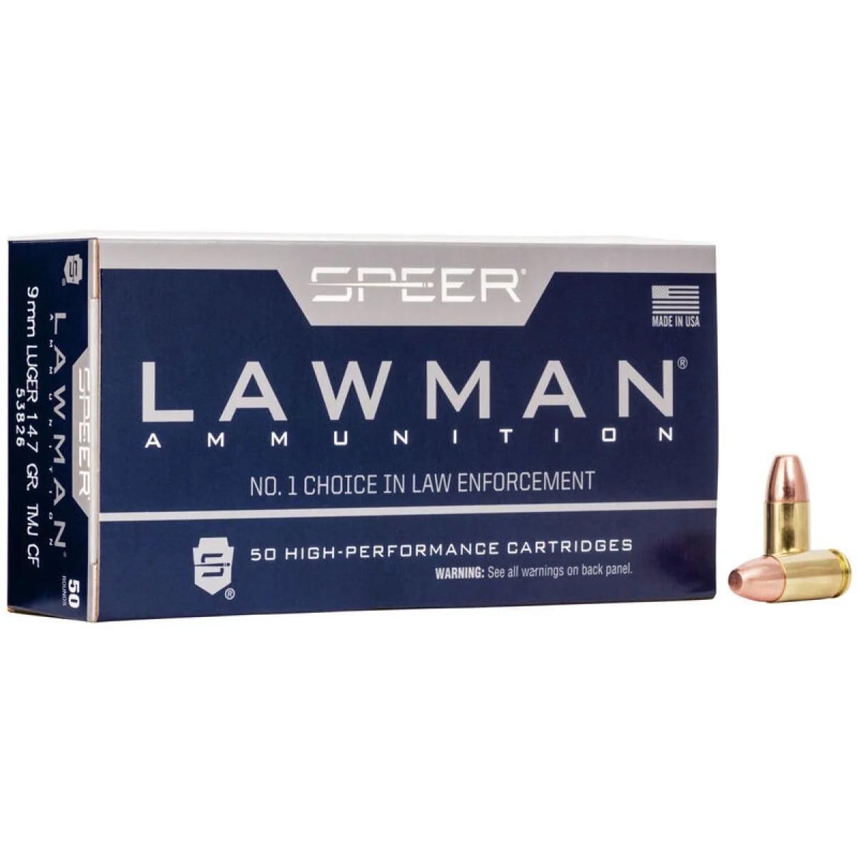 Cci Speer Lawman Handgun Ammunition Clean-Fire 9mm Luger 147 gr. TMJ 985 fps 50/ct