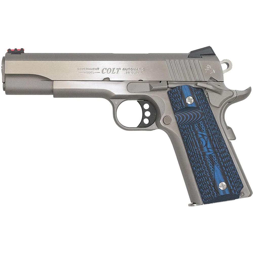 Colt 1911 Competition Handgun .38 Super 9rd Magazine 5" Barrel Stainless with Blue Grip