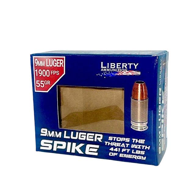 Liberty SPIKE 2.0 Handgun Ammunition 9mm Luger 55gr Solid 1900 fps 20/ct