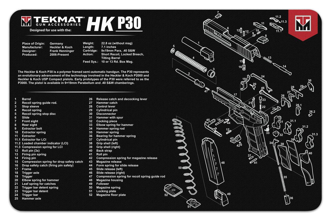 Gsm TekMat 11x17 Gun Cleaning Mat - Heckler & Koch P30