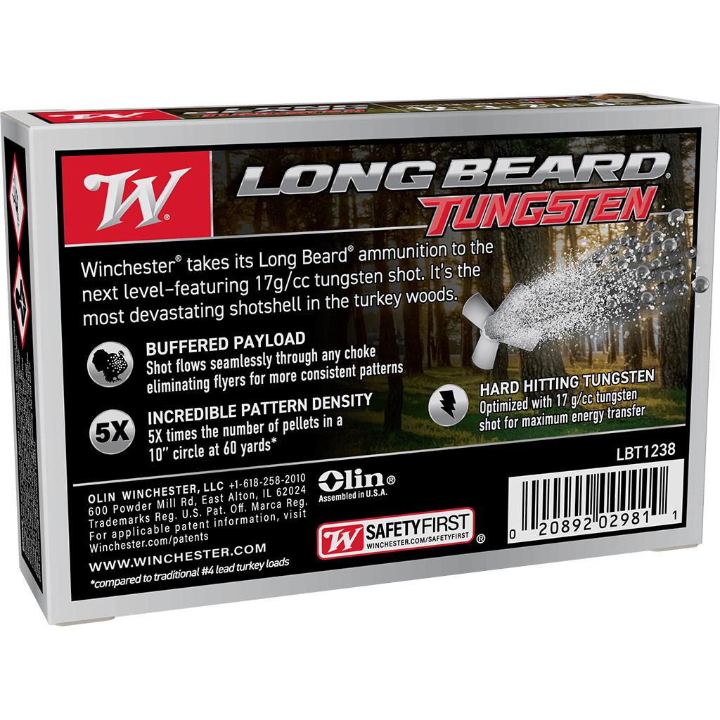 Winchester Long Beard Tungsten Shotshell 12ga 3" 2-1/4oz 1100 fps #8 5/ct
