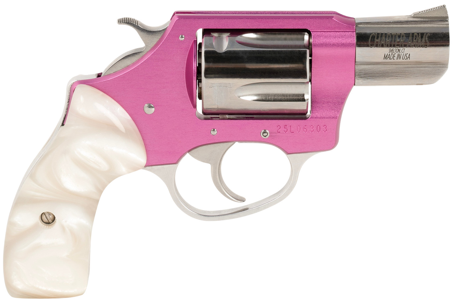 Charter arms Chic Lady Handgun .38 Spl 5rd Capacity 2" Barrel Pink with Black Compact Grip