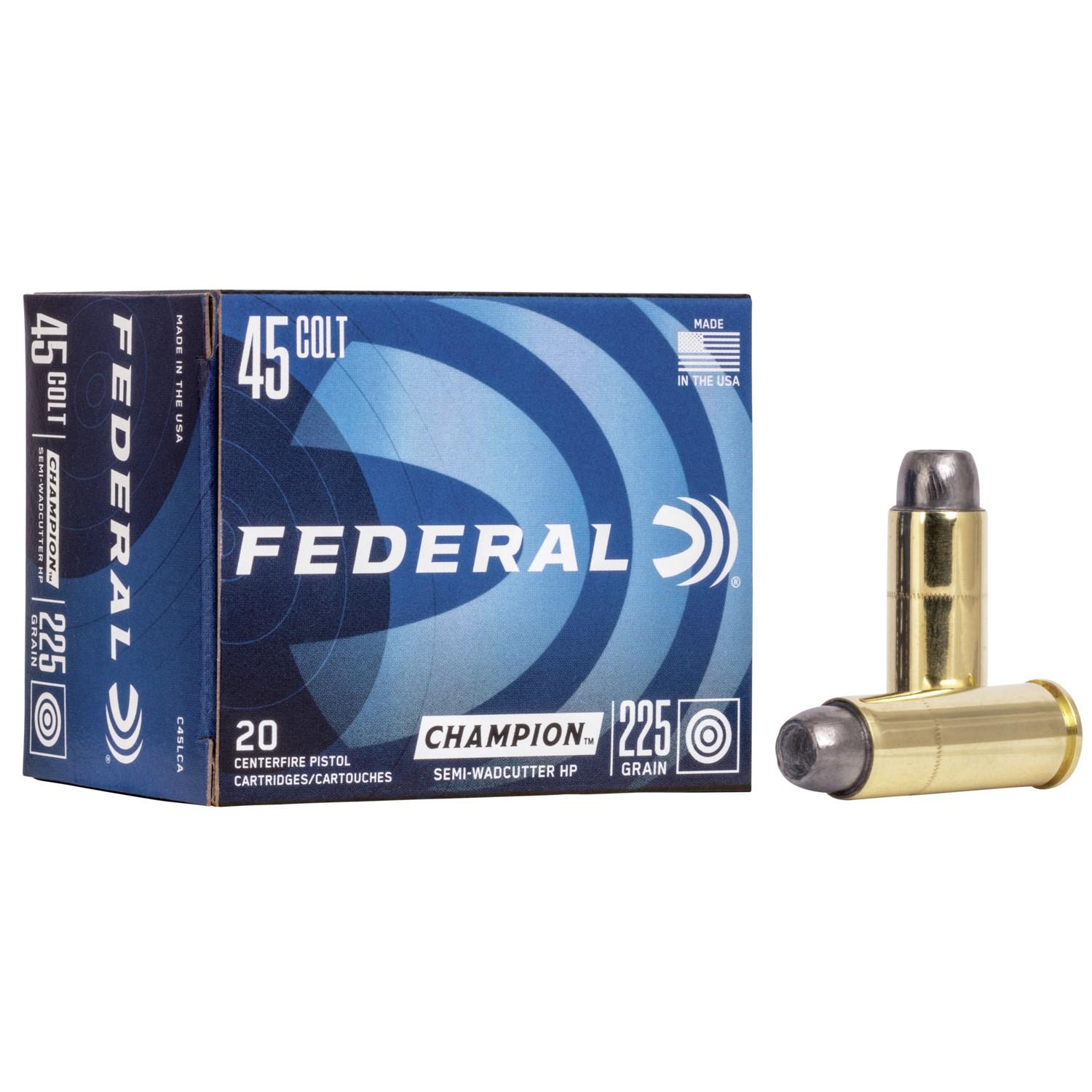 Federal Champion Handgun Ammunition .45 Colt 225gr HP 830 fps 20/ct