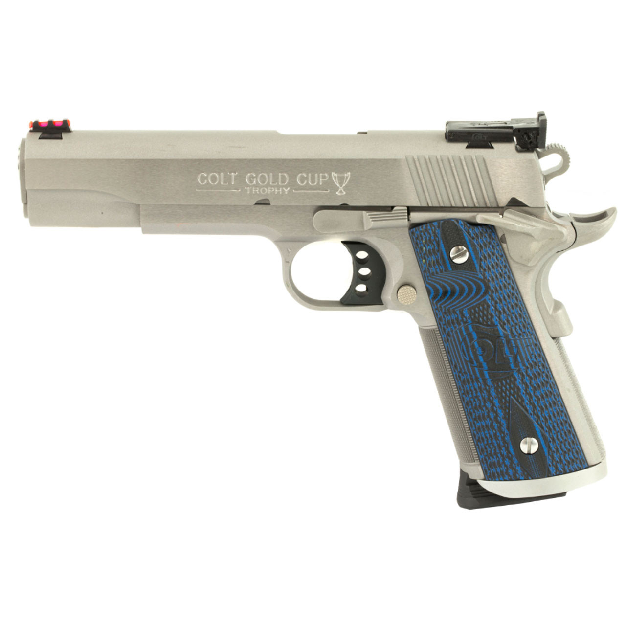 Colt Gold Cup Trophy Handgun .45 Auto 8rd Magazine 5" Barrel Stainless Finish G10 Grips Fiber Sights