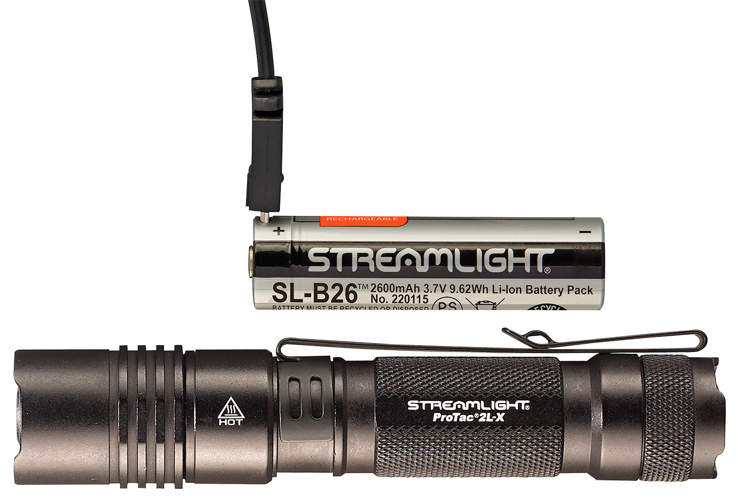 Streamlight ProTac 2L-X USB LED Flashlight with 18650 USB Battery USB Cord and Holster - Black