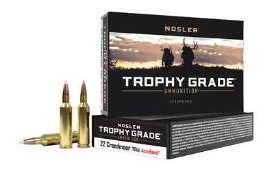 Nosler Accubond Trophy Grade Ammunition Rifle Ammunition 22 Creedmoor 70gr PP 3350 fps 20/ct